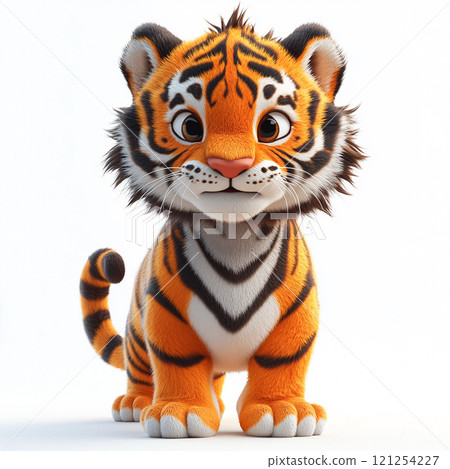 可愛的老虎3D動漫風格人物插畫 可愛的老虎3D動漫風格人物插畫 121254227
