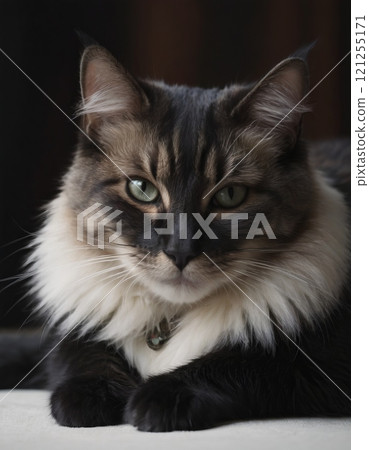 portrait black and white cat portrait black and white cat 121255171