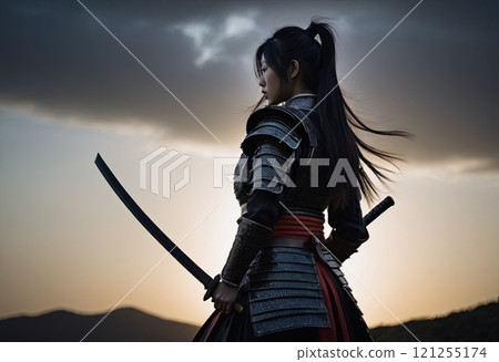 asian woman warrior in armor 121255174