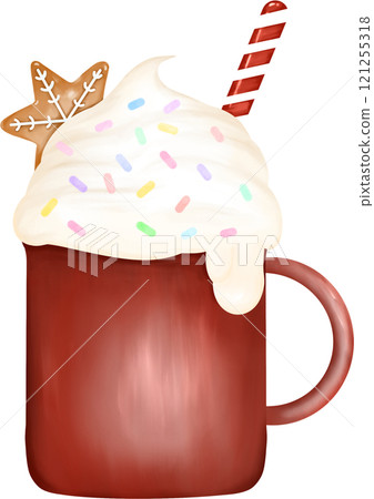 Red cup with wipe cream for Christmas 121255318