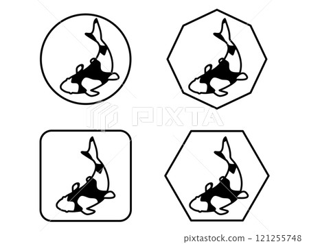 Set of four simple Nishikigoi icons Set of four simple Nishikigoi icons 121255748