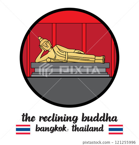 Circle Icon The Reclining Buddha. Vector Illustration 121255996