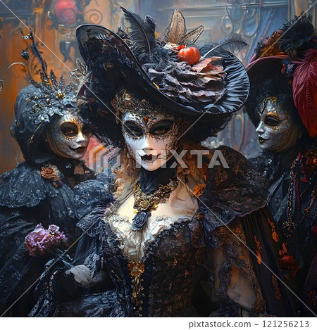 human skull and flower carved on wood 121256213