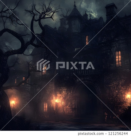 human skull and flower carved on wood 121256244