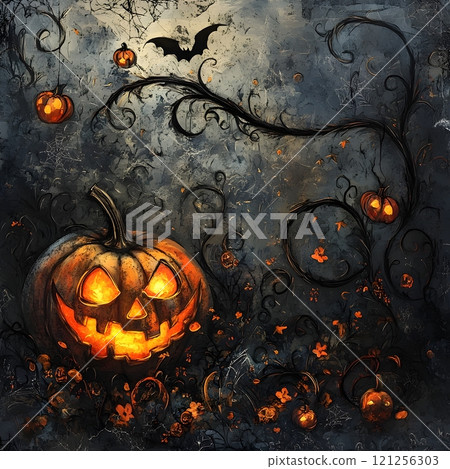 pumpkins in the forest 121256303