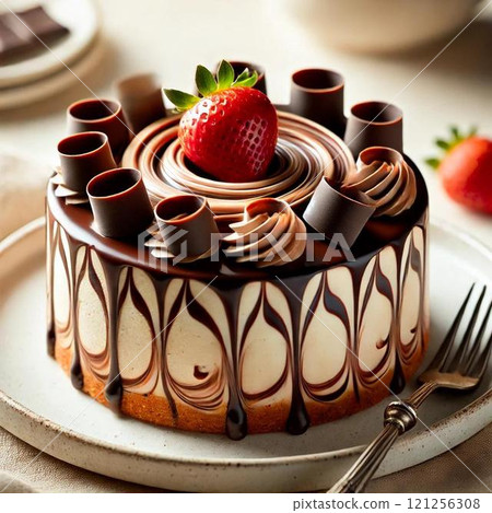 使用巧克力蛋糕的巧克力塔 121256308
