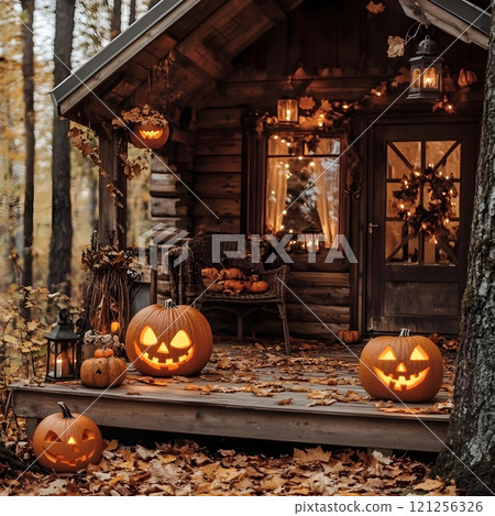 pumpkins in the forest 121256326
