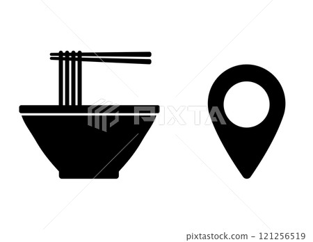 Ramen shop map pin icon Ramen shop map pin icon 121256519