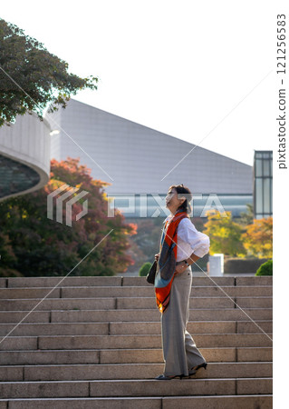 A middle-aged woman's lifestyle 121256583