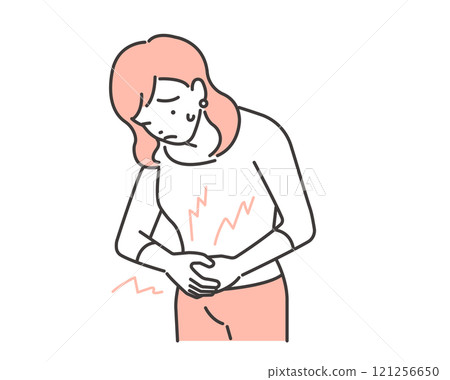 一名患有腹痛的婦女的病媒圖解 121256650