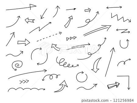 Hand-drawn arrow illustration material set 121256984