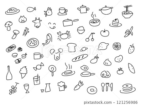 Hand-drawn illustration set of food and drink Hand-drawn illustration set of food and drink 121256986