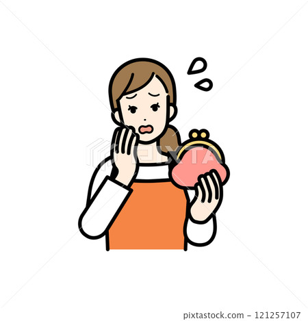Illustration of a housewife suffering from lack of money Illustration of a housewife suffering from lack of money 121257107