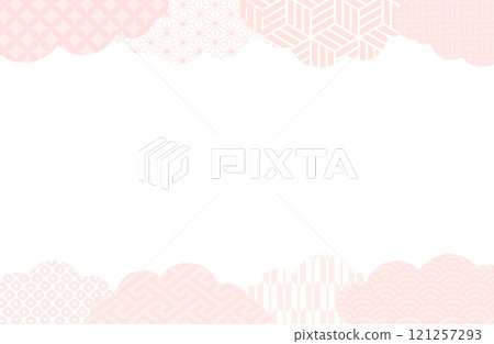 Simple Japanese pattern frame vector illustration material Cloud shape Pink Cute Shippo Asanoha Kanoko Yagasuri Simple Japanese pattern frame vector illustration material Cloud shape Pink Cute Shippo Asanoha Kanoko Yagasuri 121257293