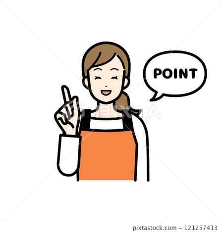 家庭主婦微笑傳達觀點的插圖 121257413