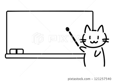 黑板前手繪貓圖 121257540