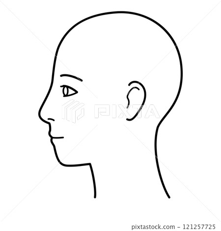 Face, profile, facing left, black and white Face, profile, facing left, black and white 121257725