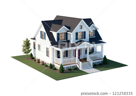 Isometric 3d house on isolate transparency background, PNG 121258335