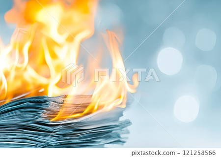 Burning book with flames and embers, symbolizing destruction of knowledge or censorship. Burning book with flames and embers, symbolizing destruction of knowledge or censorship. 121258566