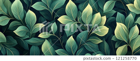 深色背景上的優雅綠葉圖案 121258770