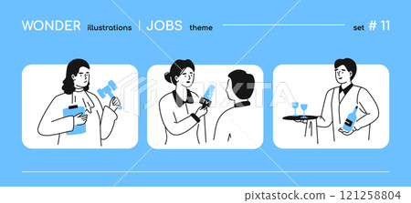 Interesting modern professions and jobs - line design style illustration Interesting modern professions and jobs - line design style illustration 121258804