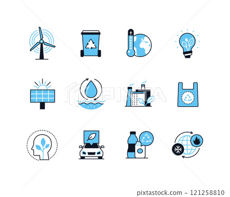 Caring for the environment - line design style icons set 121258810