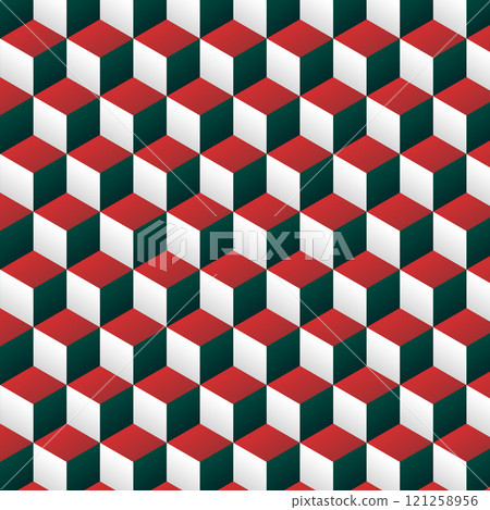 3d cube seamless pattern, isometric cubes vector illustration, illustration, vector 121258956