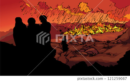 Vector drawing. Death of Pompeii Vector drawing. Death of Pompeii 121259087