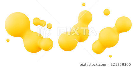 Abstract yellow metaballs set 121259300