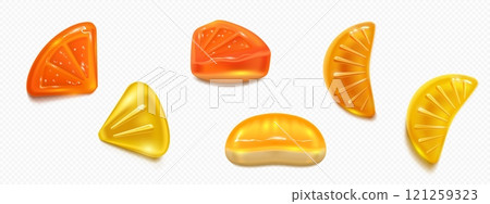 3d gummy slices of lemon and orange 121259323