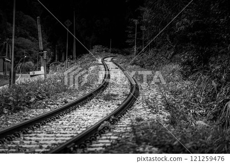Scenery with a railway - gentle S-curve Scenery with a railway - gentle S-curve 121259476