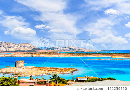 Views of the beach of La Pelosa Stintino de Sardinia Views of the beach of La Pelosa Stintino de Sardinia 121259530