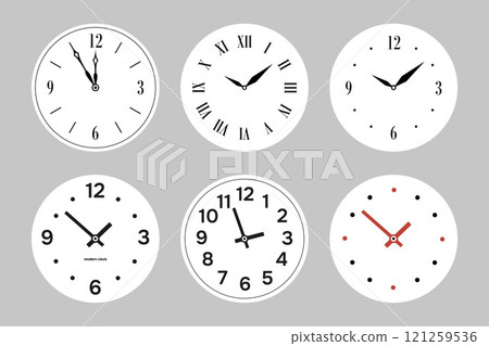 modern and vintage clock faces vector set 121259536