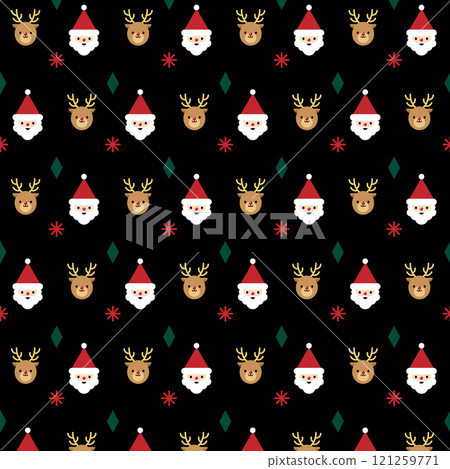 Christmas patterns with Santa and Deer characters. 121259771