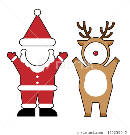 Christmas Santa Claus and Deer Characters with hole for face. Christmas Santa Claus and Deer Characters with hole for face. 121259945