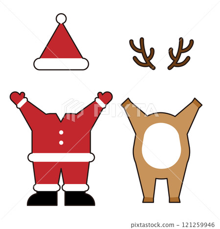Christmas Santa Claus and Deer Characters with hole for face. 121259946