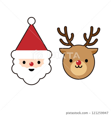Christmas Santa Claus and the face of the deer character. 121259947