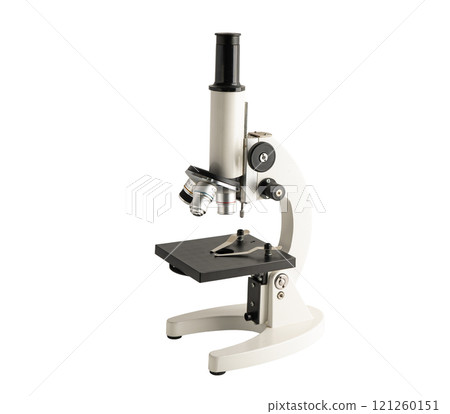 Microscope in laboratory isolated on white background. Microscope in laboratory isolated on white background. 121260151