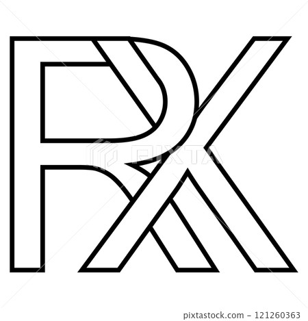Logo sign rx xr, icon double letters logotype r x 121260363