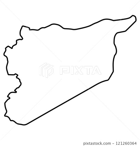 Outline map of Syria, geographical border of Syria map shape 121260364