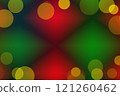 Christmas abstract background with red and green diamonds with thin lines, edged with a frame of round yellow light spots, bokeh effect 121260462