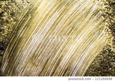 Abstract black and gold painting on the paper. Hand drawn brush stroke, black and gold  paintings background. Abstract pattern contemporary art for background can be used in design 121260696