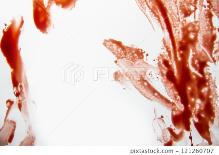 A smeared blood against white background. Bloody pattern. Concepts of blood can be used in design A smeared blood against white background. Bloody pattern. Concepts of blood can be used in design 121260707