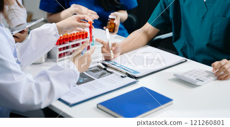 Meeting team of doctor and medical staff Consultation about the treatment of heart disease, pneumonia, gastrointestinal 121260801