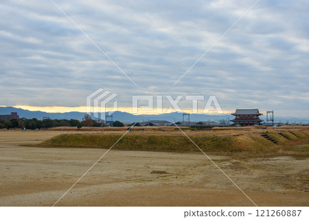 Heijo Palace, the imperial residence and the administrative centre of Japan for most of the Nara period from 710 to 794 AD, Nara, Japan 121260887