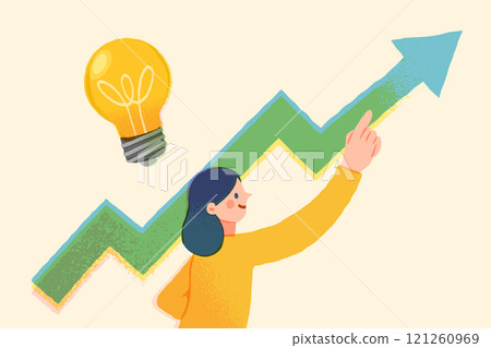 上升箭頭、指向目標的女人和朝著目標前進的人的圖像插圖 121260969