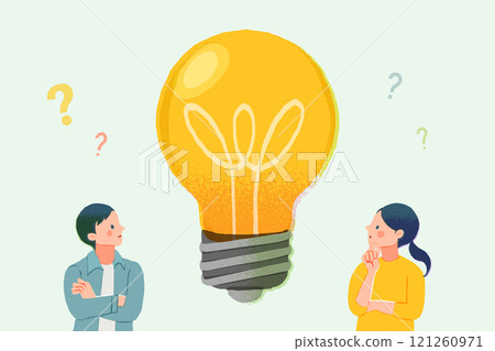 思考男人和女人、問題和解決方案的圖像插圖 121260971