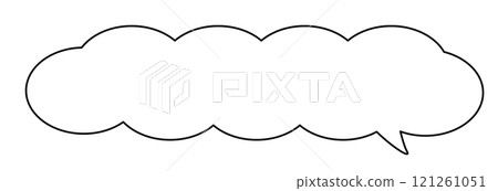 Horizontal speech bubble frame icon Simple hand-drawn long speech bubble Vector illustration material Monochrome Black and white 121261051