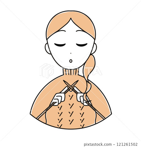 Woman knitting illustration Woman knitting illustration 121261502