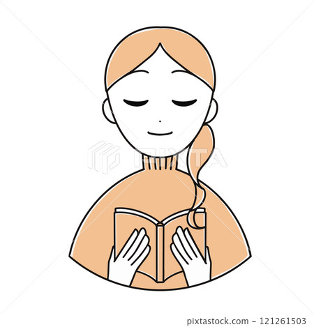 讀一本書的女人插畫素材 121261503